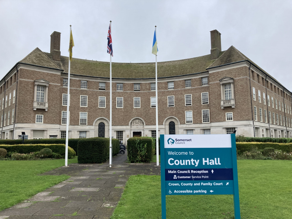 Somerset Council\'s Headquarters At County Hall On The Crescent In Taunton. CREDIT: Daniel Mumby.