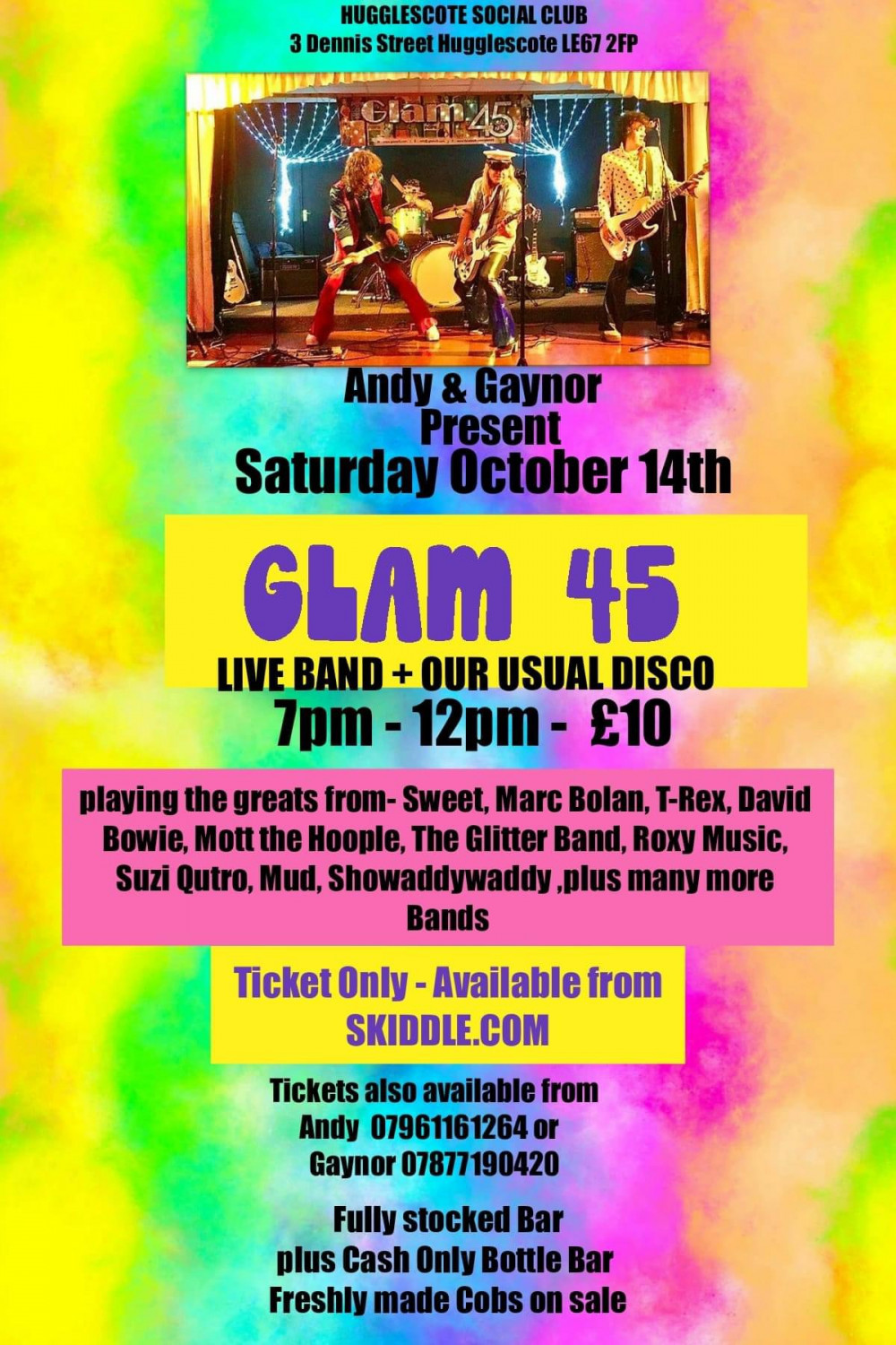 Glam 45 playing live at Hugglescote Social Club, Dennis Street, Hugglescote, near Coalville