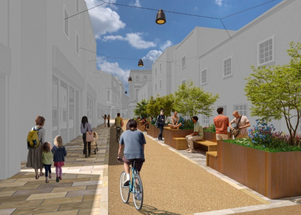 Artists Impression Of Enhancements On High Street In Shepton Mallet. CREDIT: Mendip District Council. Artists Impression Of Enhancements On High Street In Shepton Mallet. CREDIT: Mendip District Council.