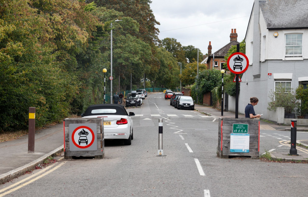 The barrier at the south end of King Charles Road. (Credit: Facundo Arrizabalaga/MyLondon)