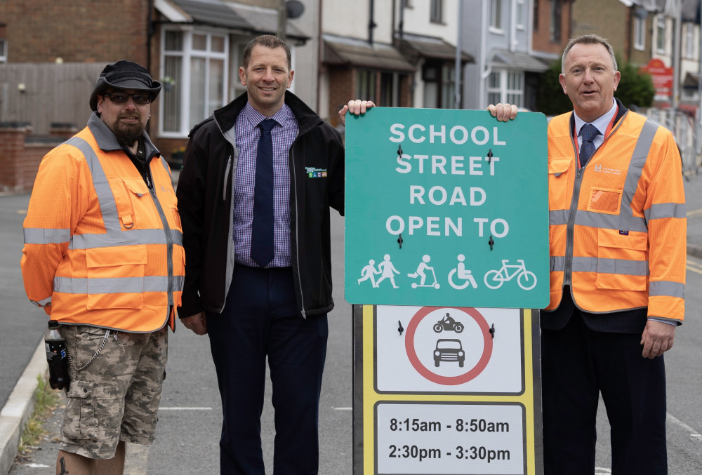 Volunteer Peter Hardy, Lee Quincey, from Leicestershire County Council, and Belvoirdale head Richard Dax, pictured at the recent trial scheme 