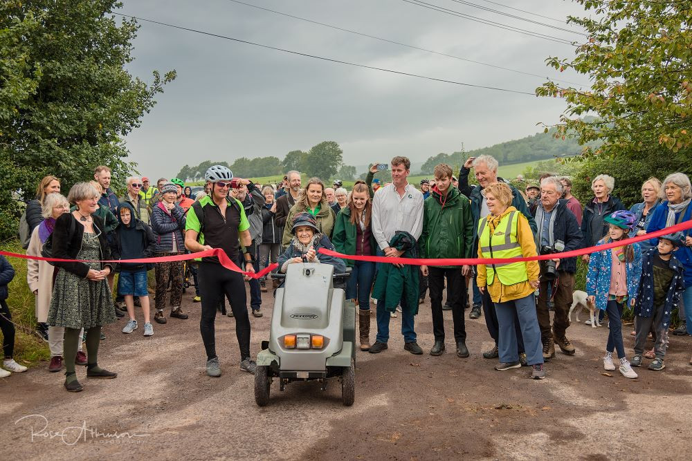 Ribbon cutting ceremony with the former HM Lord-Lieutenant of Somerset, Annie Maw (centre). Credit: Rose Atkinson.