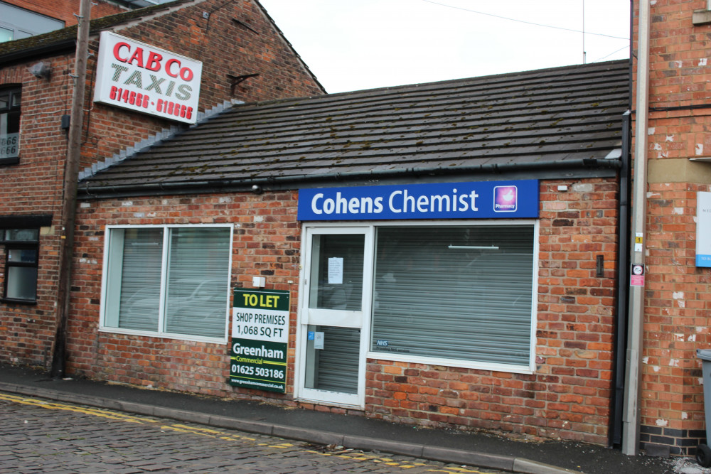 Nestled in-between flats and the George and Dragon pub, the Charlotte Street site has shut down. (Image - Macclesfield Nub News)