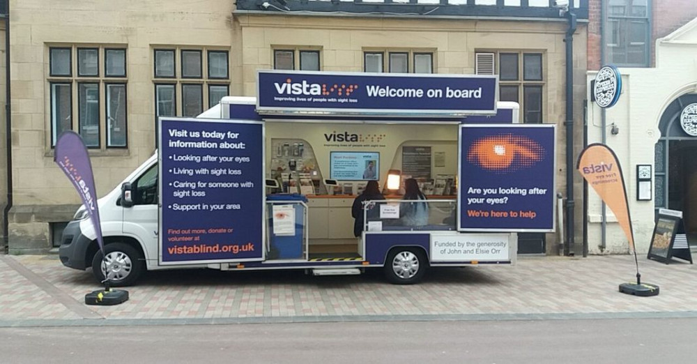 The Vista mobile eye health unit is in Coalville on Thursday. Photo: North West Leicestershire District Council