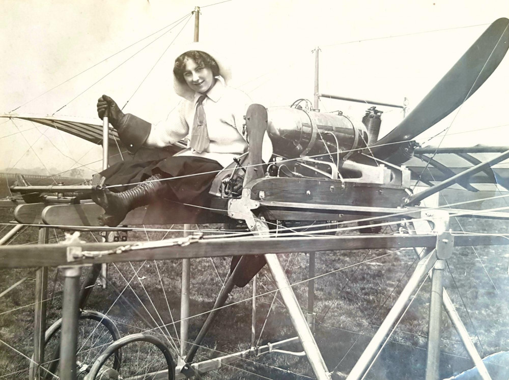 One daughter Edith Meeze becomes Britain's first female flyer, when she take to the air in 1911.