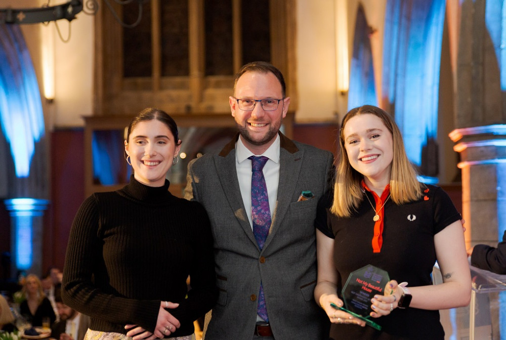 Daniel Rosier, General Manager at DoubleTree by Hilton Kingston, with Hannah Price and Maya Griffiths of Not My Beautiful House, winners of best local independent retailer of the year. (Photo: Kingston Chamber of Commerce)