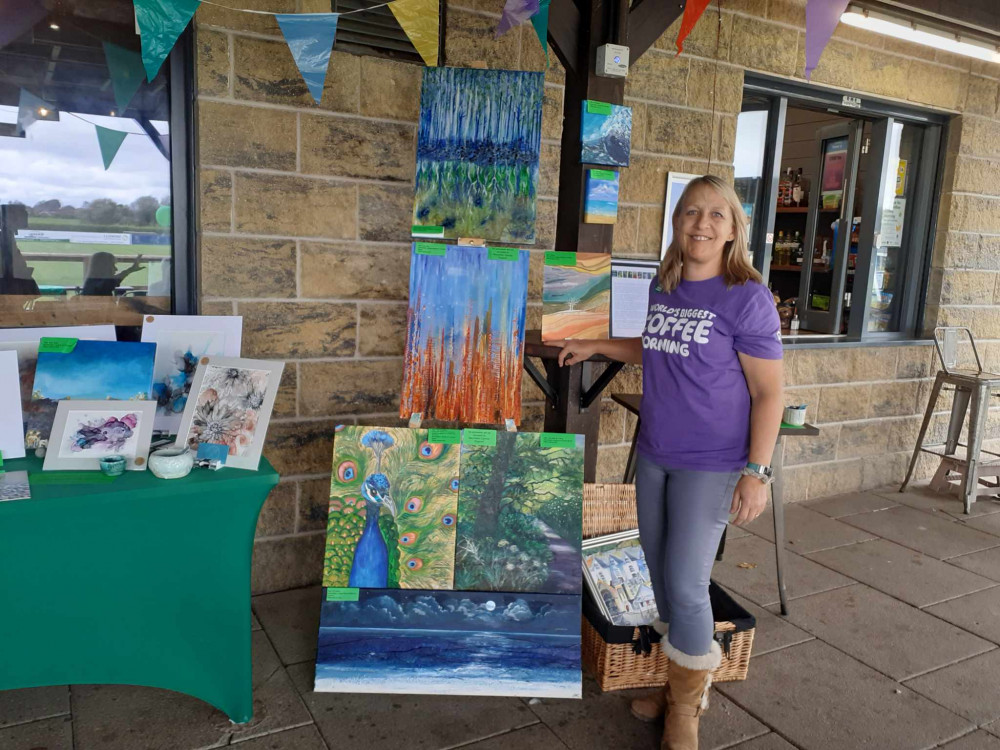 Judith with some of her art work. (Photo: Deborah Bowyer/Sandbach Nub News)