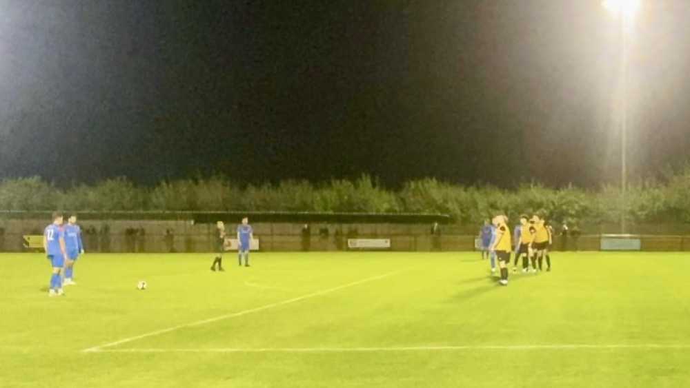 Ashby line-up a free-kick in their cup tie with Loughborough Dynamo. Photo: Josh Kay