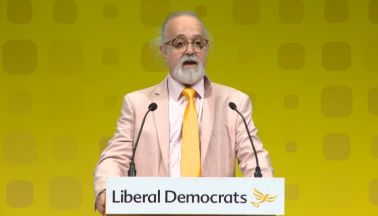 Lib Dem candidate Alastair Mitton speaking at the national Lib Dem conference (credit: Gary Malcolm).