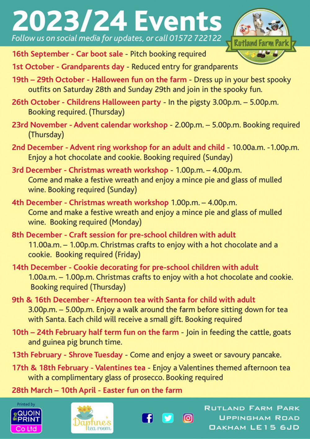 Join a range of events at Rutland Farm Park.