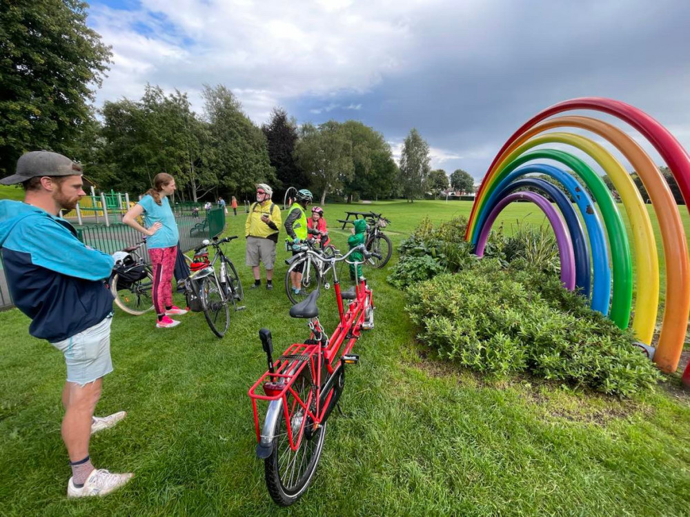 The Kidical Mass cycle ride begins at the rainbow at Torkington Park, and is suitable for young riders of all ages (Image - Max Christian)