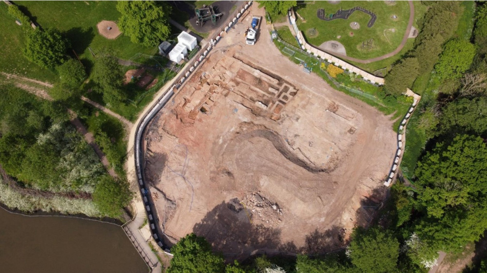 Works at Abbey Fields have stopped due to the archaeological remains found there (image via WDC / KTC)