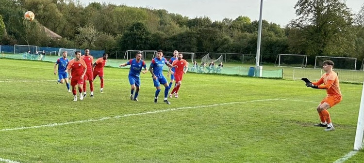 Action from Ashby Ivanhoe's win over Melton at the NFU Ground. Photo: Josh Kay