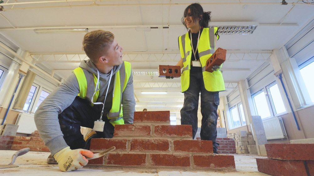 Construction students at Macclesfield College. (Image - Macclesfield College)