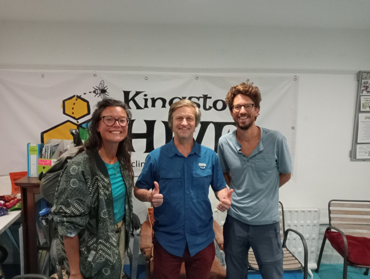 Li An Phoa and Maarten van der Schaaf at Kingston Hive with Green Party councillor Chas Warlow