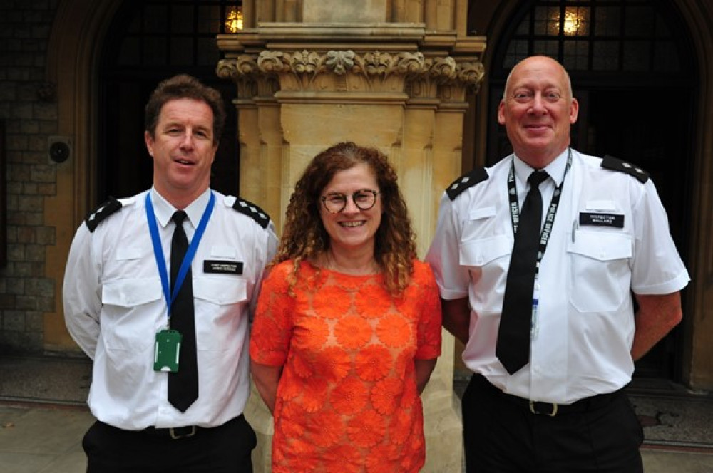 Cllr Hersch with Inspector Lee Ballard (left) & Chief Inspector James Herring (credit: Gary Malcolm).