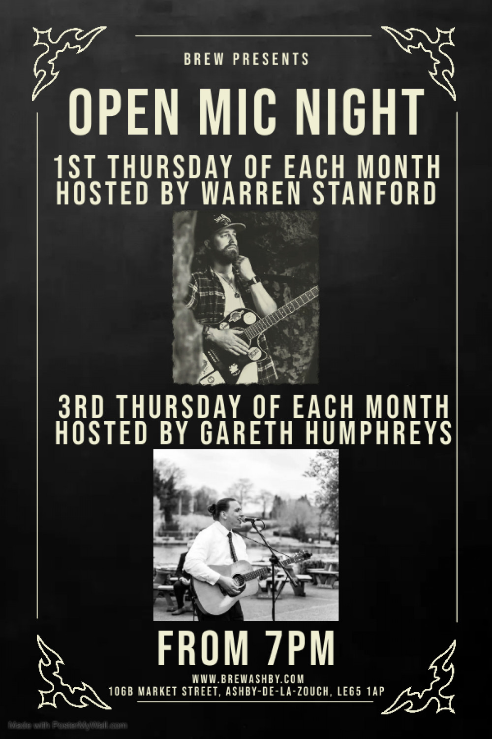 Open Mic Night Hosted by Gareth Humphreys at at Brew, 106B Market Street, Ashby-de-la-Zouch