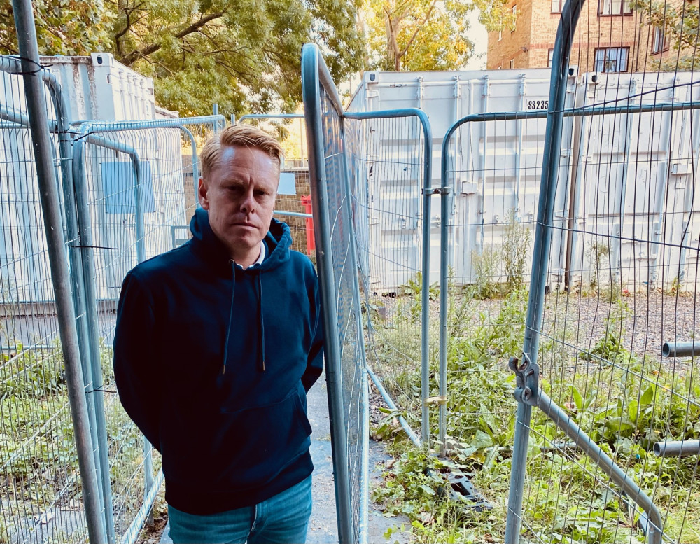 Cllr Martin Kerin at the tower block site.