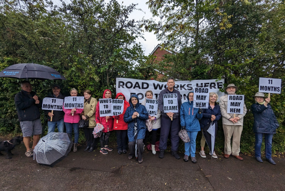 Locals protesting outside the public meeting in Hatton last week (image supplied)