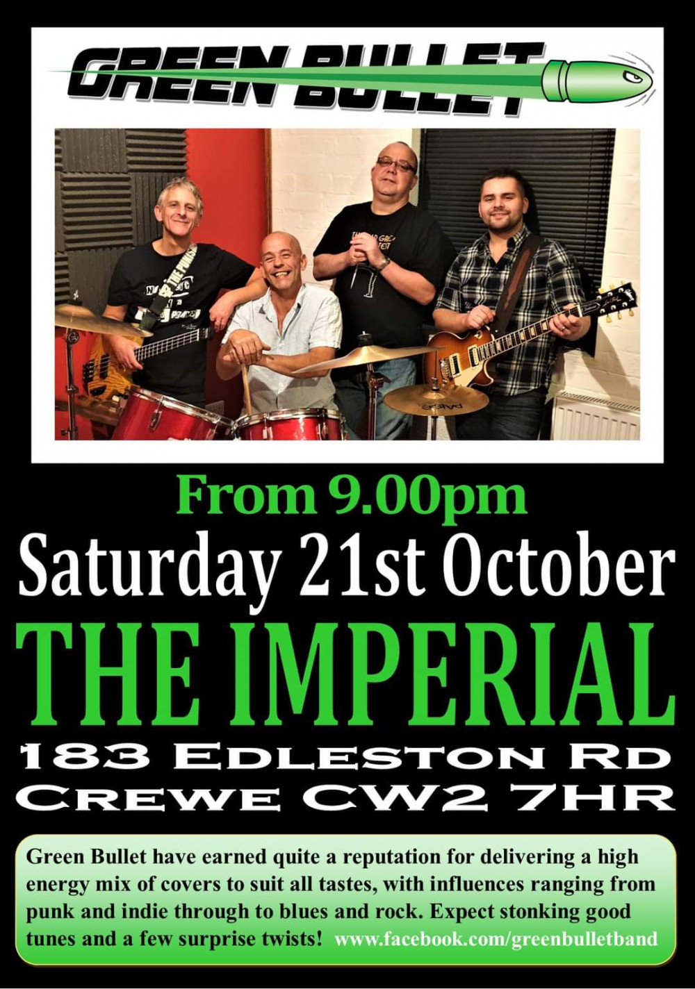 Green Bullet will be performing live at The Imperial on Saturday 21 October.
