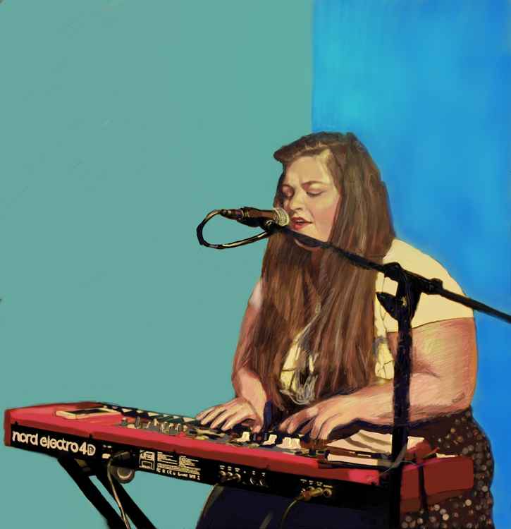 Stella's digital drawing of Linnea Kempe performing with 'Meadows'