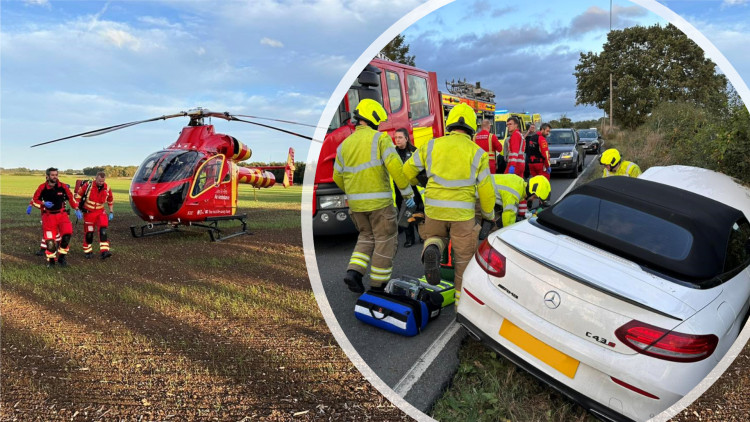Emergency crews rushed to the scene of a two-vehicle collision in Tolleshunt D'Arcy, which left one person hospitalised. (Credit: Maldon Fire Station)