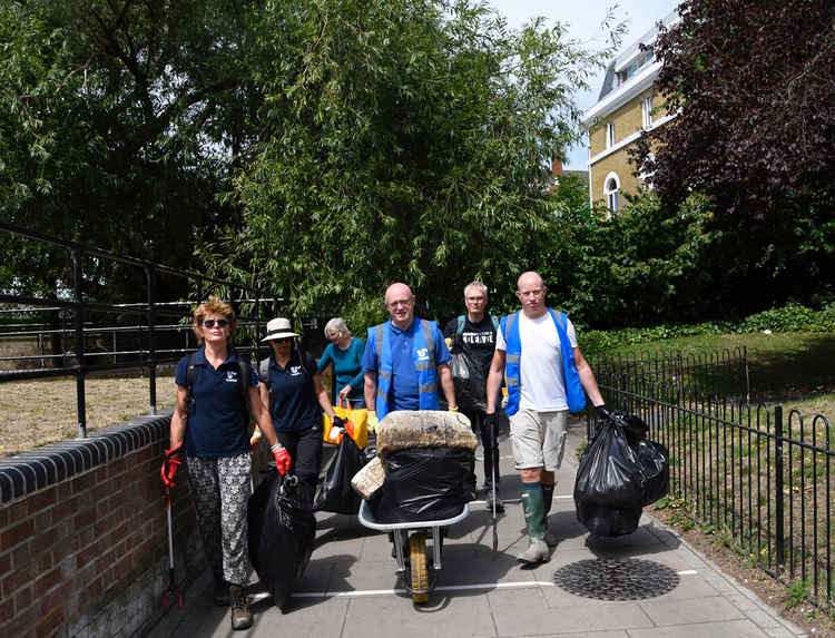 Hammersmith Hub, July 2020, Queen Caroline Drawdock. (L to R) Kathy Stevenson, Robyn Leader, Hilary Thomson, Michael Byrne, Sam Morland, James Neish