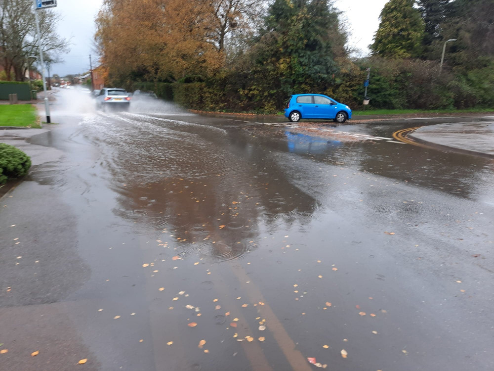 Station Road is a regular spot for floods when the weather closes in across Rutland. Image credit: Nub News. 