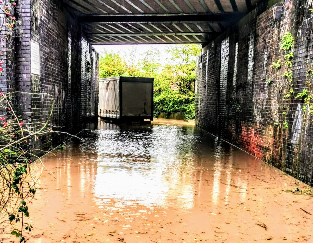 Flooding under Maw Green Road bridge on Friday 20 October (Cheshire East Highways).