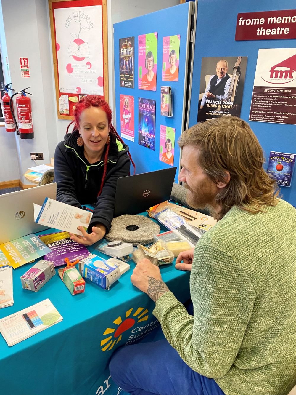 Jo Morris giving out free energy advice at the Library
