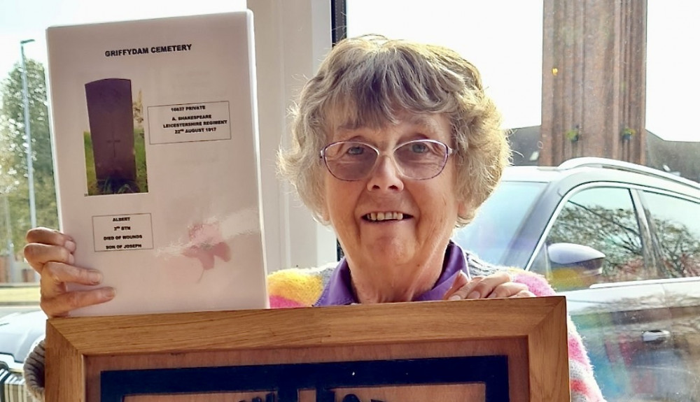 Linda Farley installing the first 14 service men at Coalville C.A.N - reminding us of her commitment to preserving the memory of these heroes. Image: Supplied