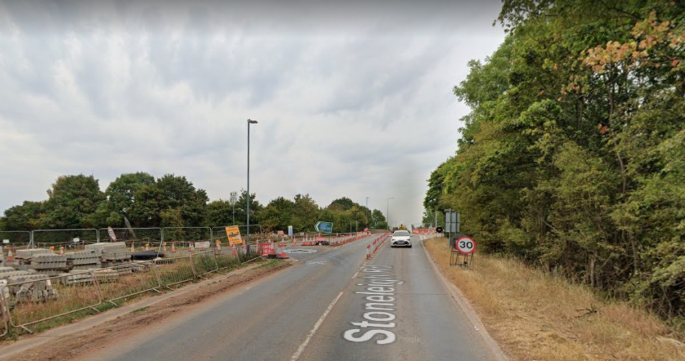 The bridge over the A46 is closed to allow the parapet to be 'upgraded' (image via google.maps)