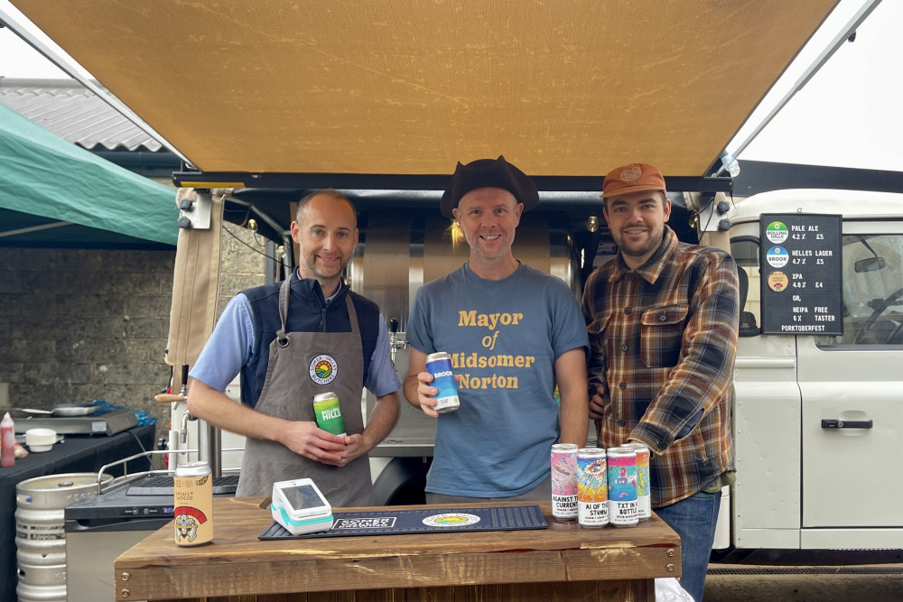 Cllr Mackay with Development Manager, Graham Heselton and Chester Ellis, Head Brewer