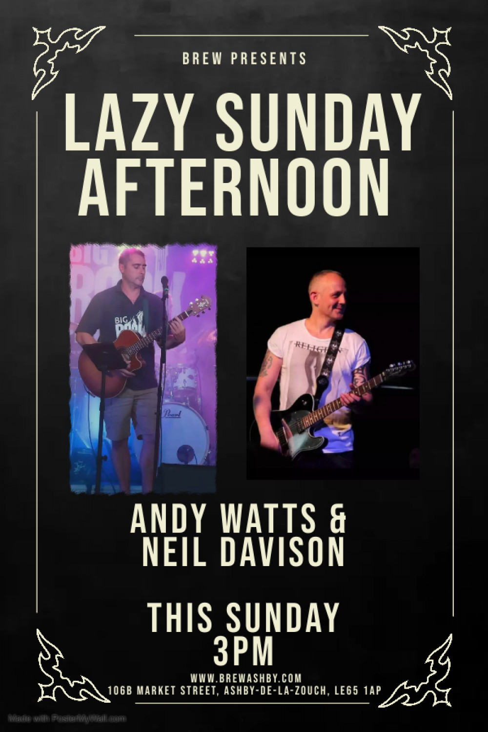 Lazy Sunday Afternoon Acoustic Session with Andy Watts & Neil Davison at Brew, 106B Market Street, Ashby-de-la-Zouch