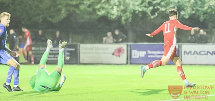 Charlie Warren wheels away after scoring (Picture: Stefan Peck/Seasiders)