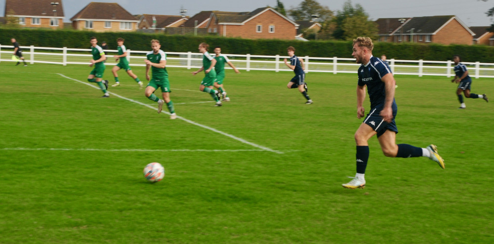 Imps Fletcher hit a hat-trick in 6-0 victory at Cornard (Picture: Nub News) Imps Fletcher hit a hat-trick in 6-0 victory at Cornard (Picture: Nub News)