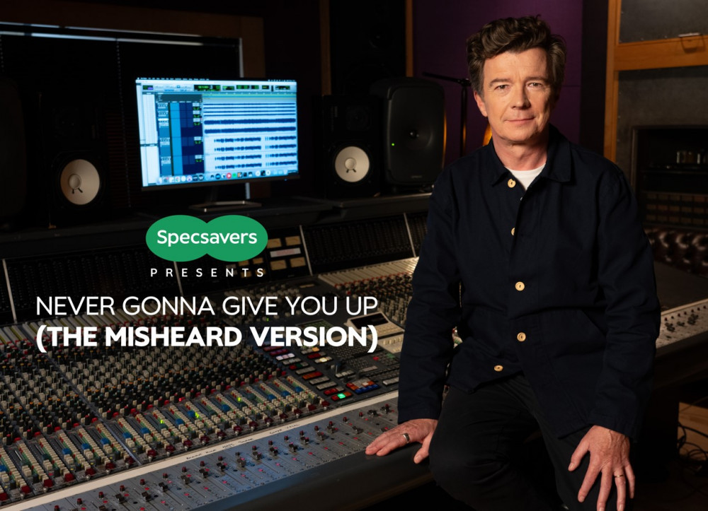 Music legend Rick Astley has re-recorded his iconic hit single “Never Gonna Give You Up” using lyrics people have misheard for years. (Photo Credit: Specsavers). 