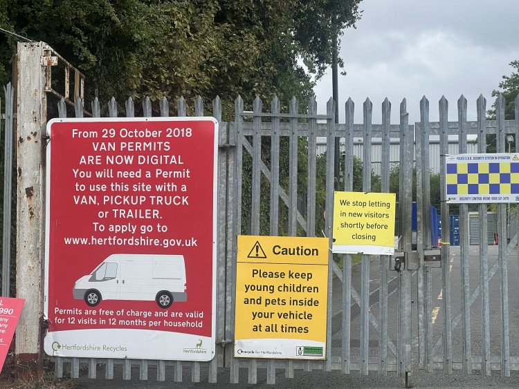 The change has been brought in by Herts County Council to prevent non-residents from using the recycling centre. PICTURE: The recycling centre on Blackhorse Road in Letchworth. CREDIT: Letchworth Nub News 