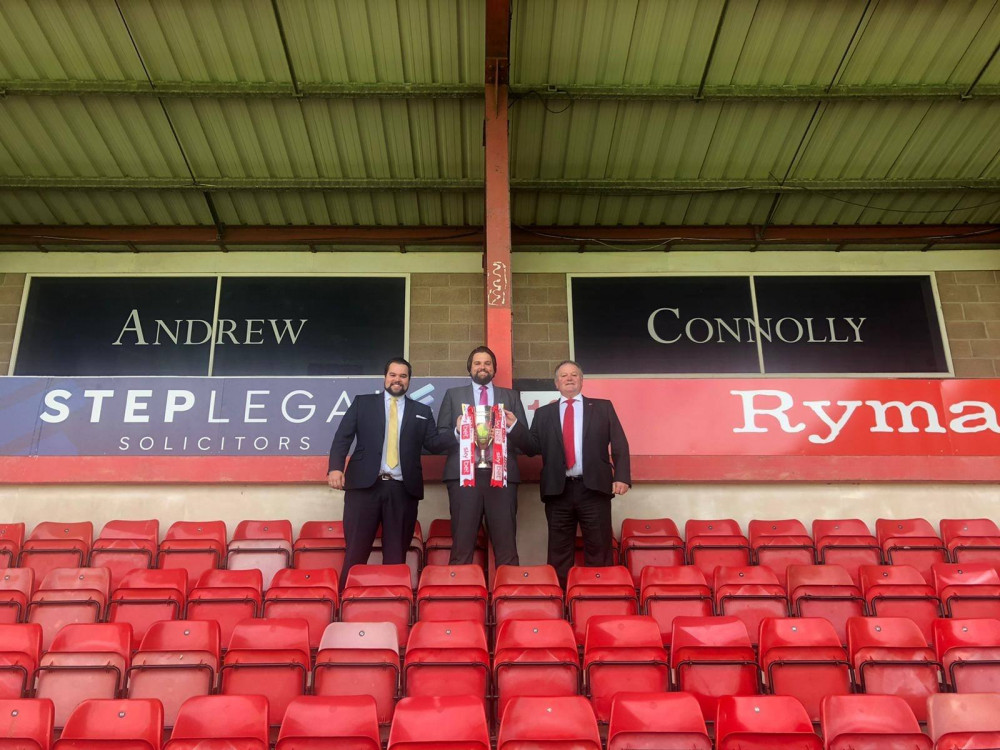 Crewe Alex FC sponsor, The Andrew Connolly Practice, is a family business thorough and through. Left to right: brothers Liam and Ryan Connolly with their father Andrew Connolly, founder of the business (The Andrew Connolly Practice).