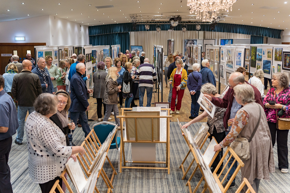 Guests enjoying the preview evening (Exmouth Art Group)