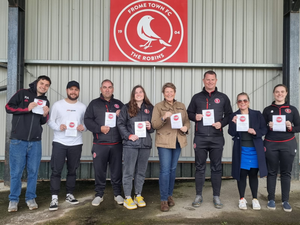 Sarah Dyke met players and staff from Frome Town Women Football Club at the weekend