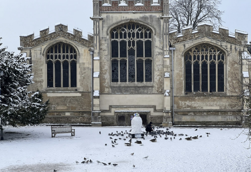 Hitchin: Share your Christmas event with our readers on our What's On page. PICTURE: Hitchin's iconic St Mary's Church in snow last winter. CREDIT: Nub News