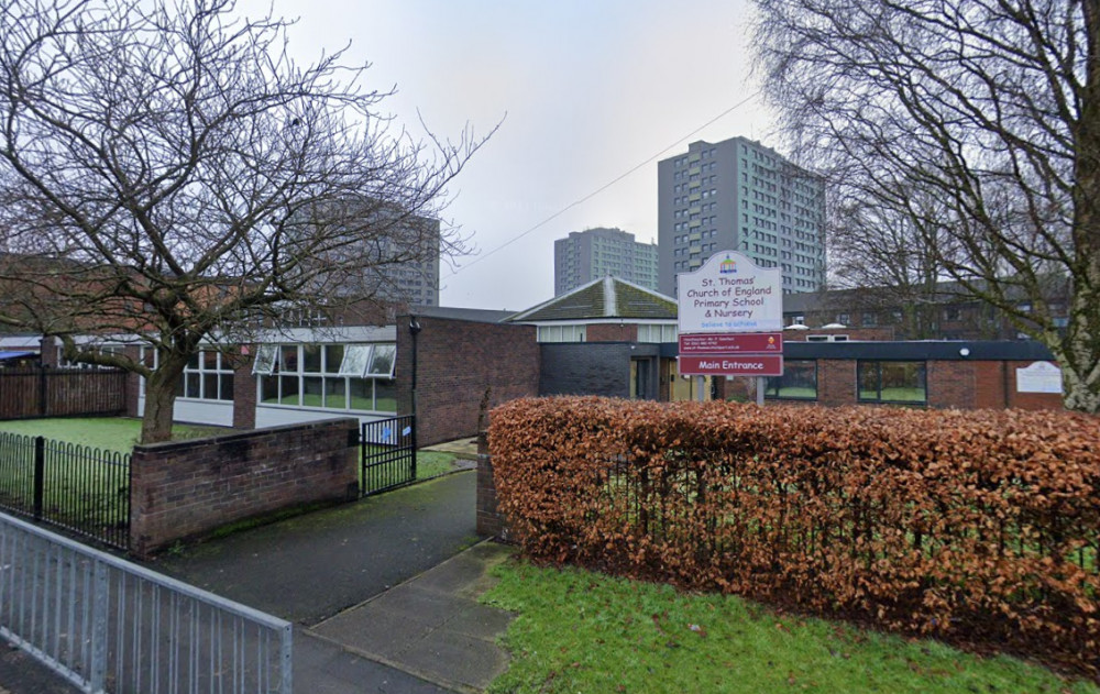 St Thomas' CofE Primary School is located on Marriott Street, Stockport town centre (Image - Google Maps)