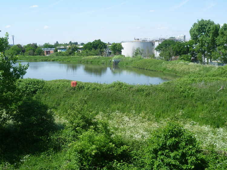 Hogsmill Sewage Works seen from Berrylands station / Image: © Marathon via Geograph