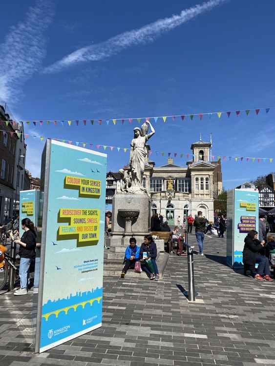 Bunting brightens up the marketplace