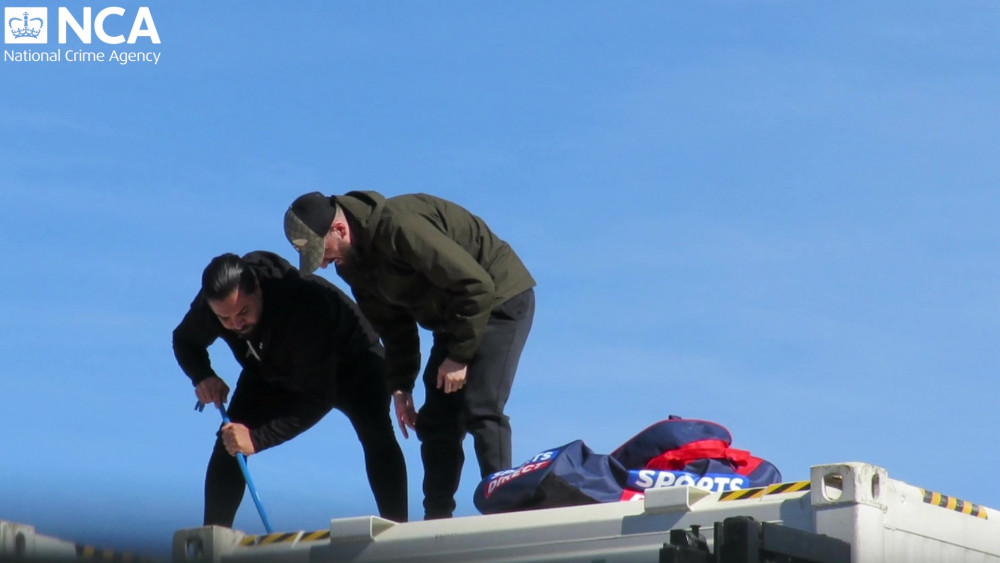 Robert Ball, 59, Florjan Ibra, 30, Mirgent Shahu, 32, and Arman Kaviani, 37, were arrested after a shipping container of drugs was unloaded at London Gateway port (image via NCA)