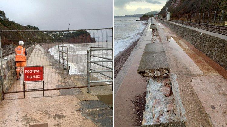 Closure of, and damage to, the old sea wall between Holcombe and Teignmouth (Network Rail)