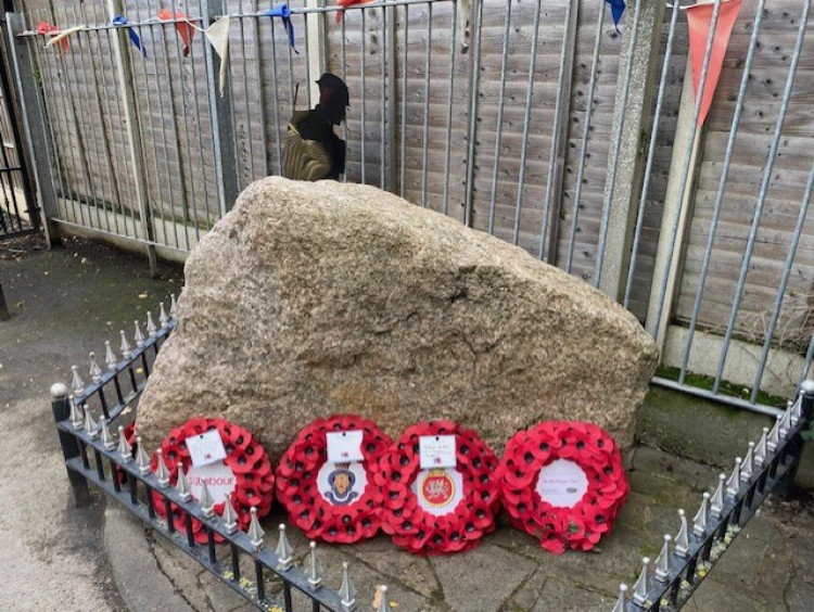 Wreaths were laid at the West Thurrock Memorial ground off London Road this afternoon. 