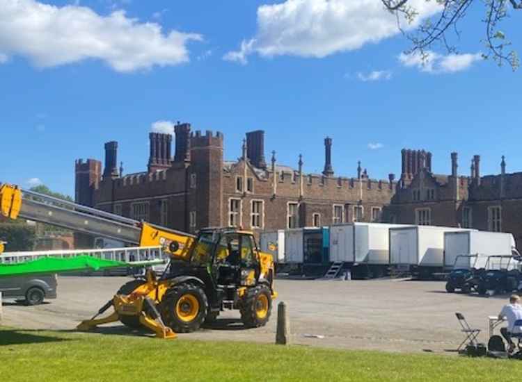 The palace was closed to visitors today as filming for the production resumed