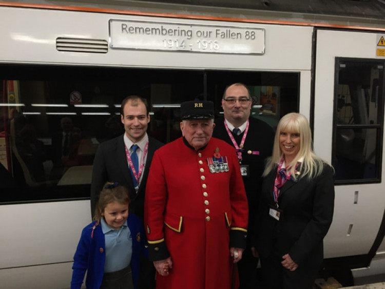 Chelsea Pensioner James Little, who served 25 years in the Royal Engineers in Cyprus, Aden and the Pacific, took part in the train naming ceremony for unit 357 018.